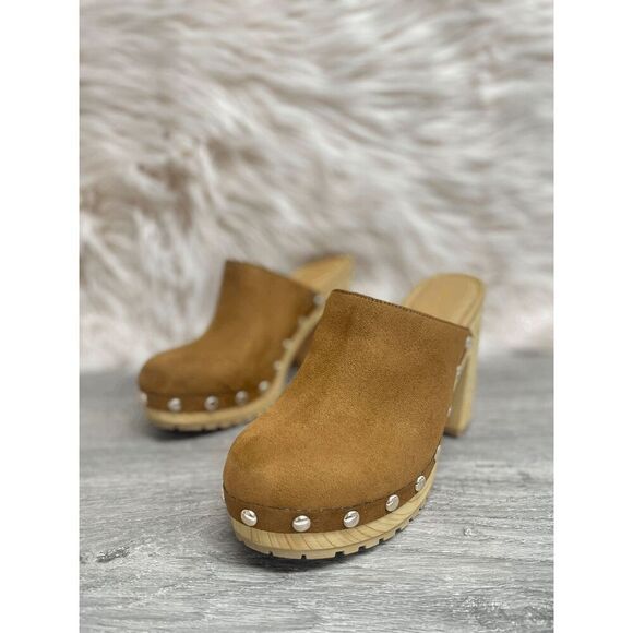 Stone & Co. Shoes - Sun + Stone Women's Taanya Studded Clogs - Brown 8M
